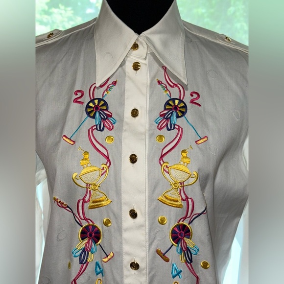 ESCADA White Embroidered Top/ blouse Size 40 PTP 22” - Picture 3 of 8